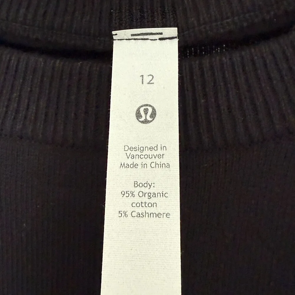 Women Lululemon Cotton-Cashmere Blend Sweater Black Size 12 Casual Neutral